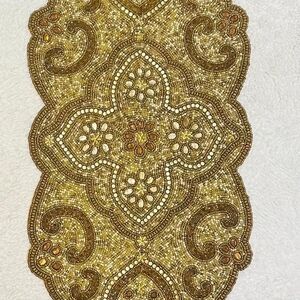 Pier 1 Gold and Brown Beaded Table Runner